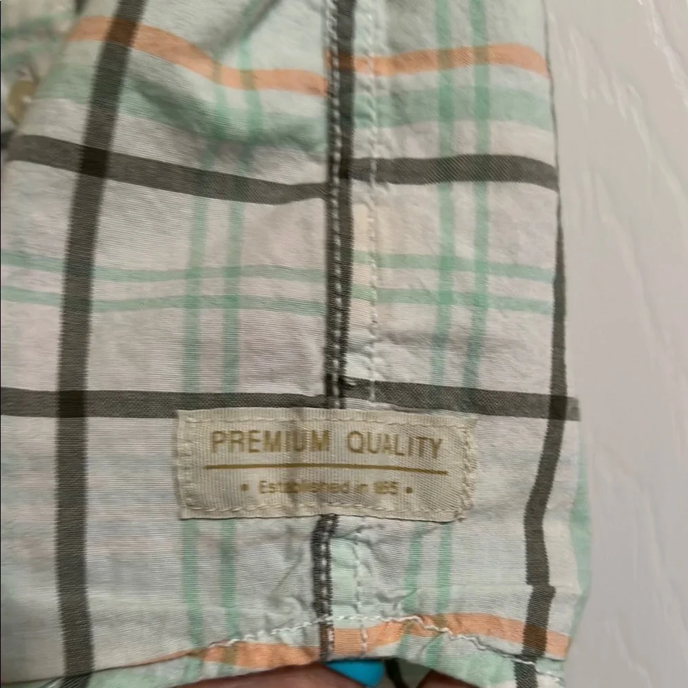 Carter's Green and Orange Button Down Shirt with Short Sleeves